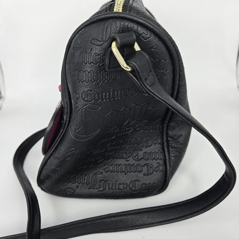 Juicy‎ Couture Speedy Satchel Crossbody Black Embossed bag Pink Heart